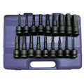 18-Piece Impact Bit Socket Set, 1/2 in Drive, SAE/Metric, 6 Point, Black Oxide