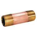 1/4" MBSPT x MNPT x 6" TBE Red Brass Pipe Nipple Sch 40