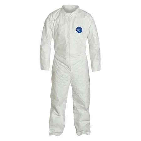 Tyvek 400 Collared Disposable Coveralls, 2XL, Open Wrists and Ankles, Serged Seam, White, PK25