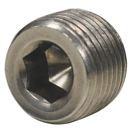 1-1/4 in Stainless Steel Hex Socket Plug, Male NPT, Class 150, 304 Grade