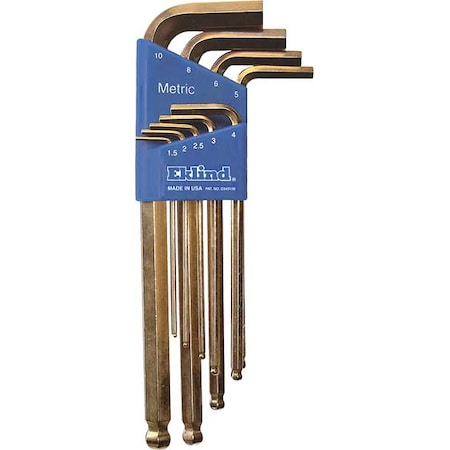 9 Piece Metric L-Shape Hex Key Set, 13809