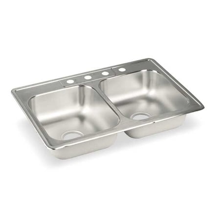 Drop-In Sink, 4 Hole, 13-1/2" x 16", Lustrous Highlighted Satin