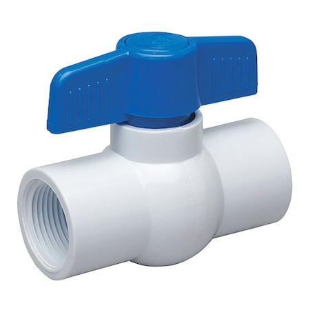 1-1/4" FNPT PVC Ball Valve Inline, Handle Type: Tee