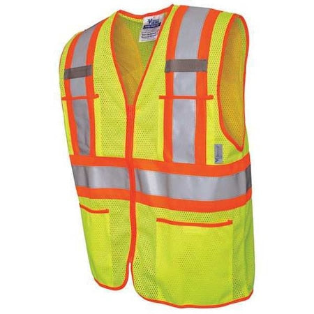 Hi-Vis Vest,Lime,Polyester Mesh,2XL