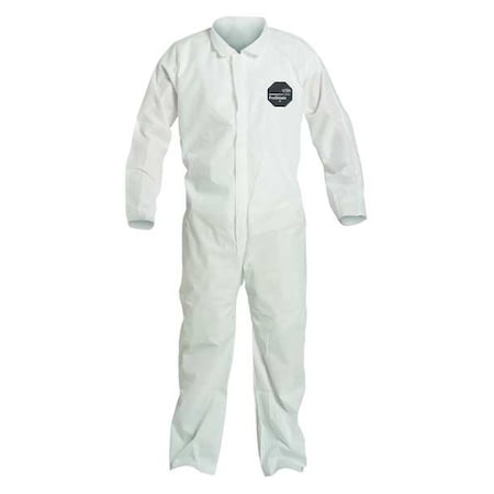 10 Coverall. Collar. Open Wrists and Ankles. Elastic Waist. White. LG