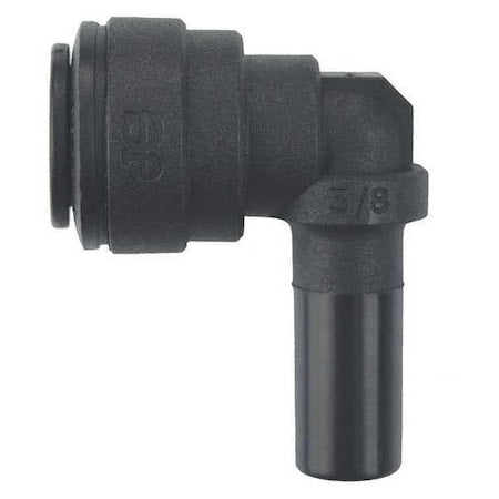 Push-Fit Elbow Fitting, 3/8 in Tube Size, Polypropylene, Black, 10 PK