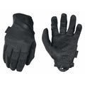 Tactical Glove, Leather Palm, 11" Length, Hook-and-Loop Cuff, Full Finger, Tricot Lining, Black