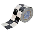 Floor Marking Tape, Polyester, Checkered, Black, White, 4 in W., 8 mil Thickness