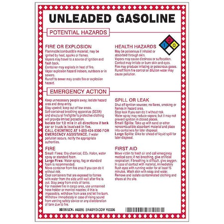 Chemical Sign, 10 in Height, 7 in Width, Rectangle