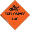 DOT Container Placard, Explosives 1.3 G 1, B-946 Pressure Sensitive Vinyl, 10-3/4" W x 10-3/4" H