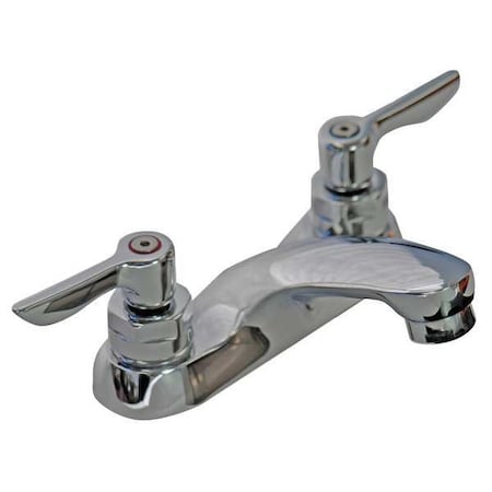 Bathroom Faucet Standard Spout, Polished Chrome, 2 Holes, Vandal Resistant Lever Handle