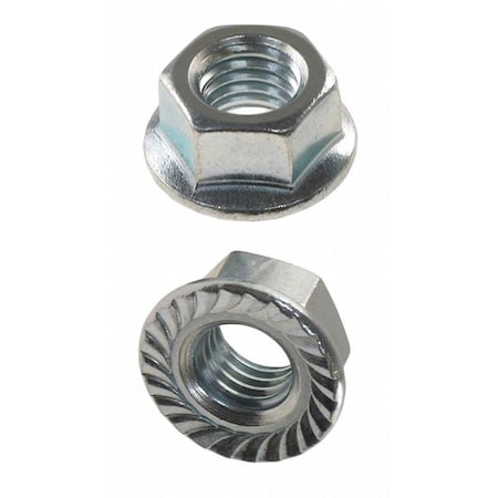 Serrated Lock Nut, 1/4"-20, Steel, Grade 8, Phosphate and Oil, 100 PK