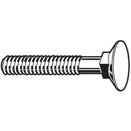 Square Neck Plow Bolt, 3/8"-16 Thrd Sz, 1 in L, Flat Head, Carbon Steel, Zinc Plated, 25 PK