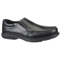 Men's Loafer Shoe, Steel Toe, Leather Upper, Rubber Outsole, Slip On, Black, 8 EEE