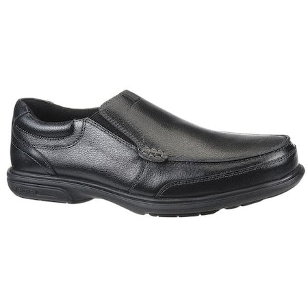 Men's Loafer Shoe, Steel Toe, Leather Upper, Rubber Outsole, Slip On, Black, 8 EEE