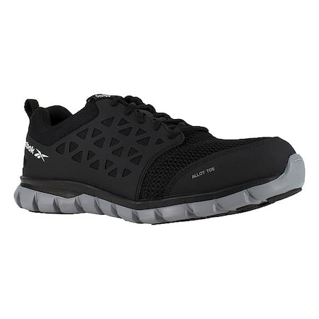 Women's Athletic Shoe, Alloy Toe, Mesh Upper, Rubber Outsole, Lace Up, Black, 6 1/2 W