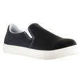 Women's Athletic Shoe, Steel Toe, Leather Upper, Rubber Outsole, Slip On, Charcoal/Gray, 10 E