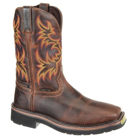 Men's Western Boot, 14 EE, Steel Toe, 11 in H, Brown, WK4690