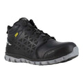 Men's Athletic High-Top Shoe, Alloy Toe, Leather, Mesh Upper, Rubber Outsole, Lace Up, Black, W