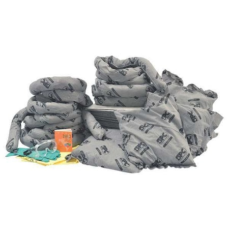 Spill Kit Refill, 28 gal Volume Absorbed per Kit, Bag, Gray