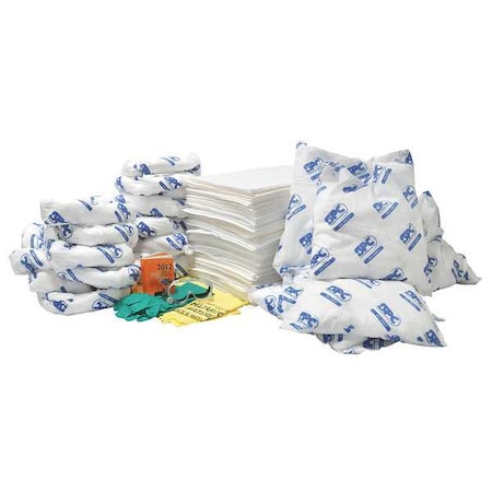Spill Kit Refill, 40 gal Volume Absorbed per Kit, Bag, White
