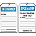 Information Tag By The Roll, Status Alert, Cardstock, 6 1/4 in H x 3 in W, White, Rectangle, 250 PK