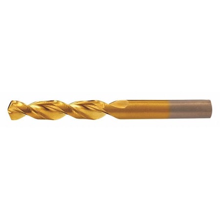 Screw Machine Drill Bit, #51 Size, 135  Degrees Point Angle, Cobalt, TiN Finish, Straight Shank