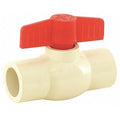 Ball Valve, White/Red, Plastic, 3/4" Pipe