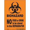 Biohazard Sign, 7 in H, 5 in W, Vinyl, Vertical Rectangle, English, 447W17