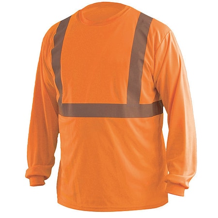 Unisex Long Sleeve T-Shirt, Polyester, Pullover, Orange, 4XL