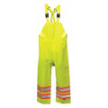 Hi-Visibility Rain Bib Pants, Polyester, Polyurethane, 33 1/2 in Inseam, 45 in Waist, Green/Yellow