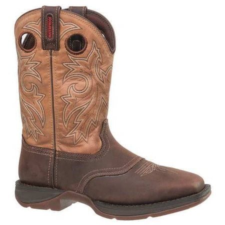 Men's Waterproof Western Boot, 9 W, Steel Toe, 11 in H, Brown/Tan, DB019