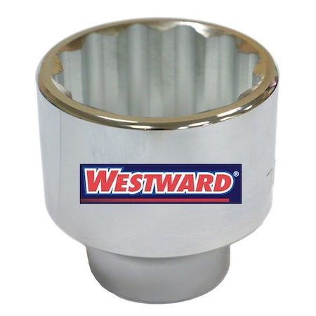 WESTWARD 1 in Drive, 2-7/16" SAE Socket, 12 Points,  Steel, Chrome, 2 7/16 in