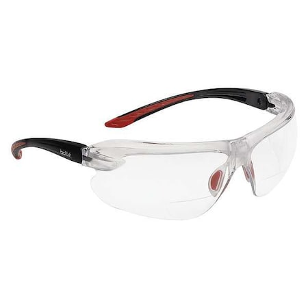 IRI-S, Safety Glasses, Anti-Fog, Anti-Static & Anti-Scratch, Clear Lens, Black/Red Frame, Frameless