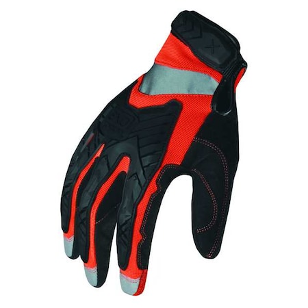 EXO Hi-Vis Mechanics Gloves, Embossed Synthetic Leather, Foam Padding, Duraclad Palm, XL