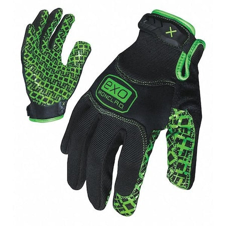EXO Mechanics Gloves, Diamondclad Silicone Fused Palm, Polyester Back, M, Black/Green
