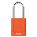 Lockout Padlock, Keyed Alike, Aluminum, Orange, 1 1/2 in Shackle Height, 1 1/2 in Body Width, 3 PK