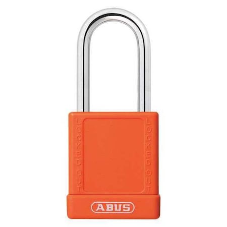 Lockout Padlock, Keyed Alike, Aluminum, Orange, 1 1/2 in Shackle Height, 1 1/2 in Body Width, 3 PK