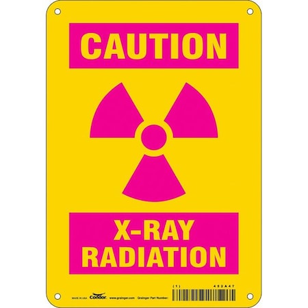 Radiation Sign, 10 in H, 7 in W, Polyethylene, Horizontal Rectangle,452A47