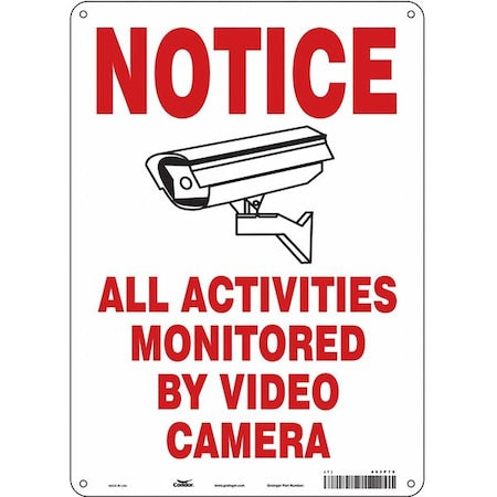 Security Sign, 14 in H, 10 in W, Aluminum, Vertical Rectangle, English, 453P75
