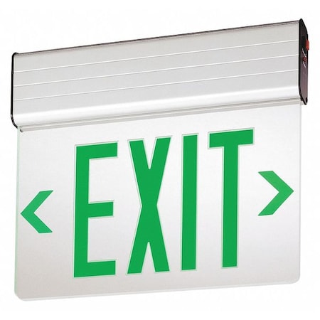 Exit Sign, Silver, 1 Face(s), LED, Universal Mount, Nickel Cadmium