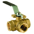 Manual 3-Way Ball Valve,1 1/4",Brass
