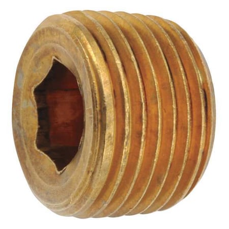 Brass Countersink Plug, MNPT, 1/4" Pipe Size