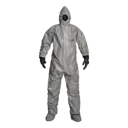 Hooded Coverall, S, Gray, Tychem(R) 6000, Elastic