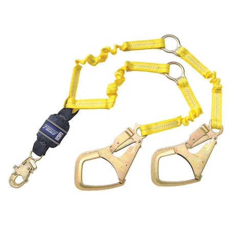 EZ Stop(TM) Shock Absorbing Lanyard, 6 ft. Length, Snap Hook, Aluminum, 2 Leg(s)