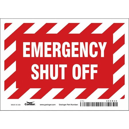 SAFETY SIGN FIRE AND EMERGENCY, 5 in Height, 7 in Width, Vinyl, Horizontal Rectangle, English