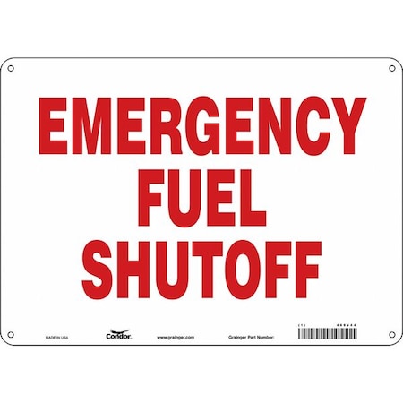 No Header, EMERGENCY FUEL SHUTOFF, 14 in W x 10 in H, Horizontal Rectangle, Polyethylene
