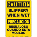 Safety Sign, 20 in Height, 14 in Width, Aluminum, Vertical Rectangle, English, Spanish