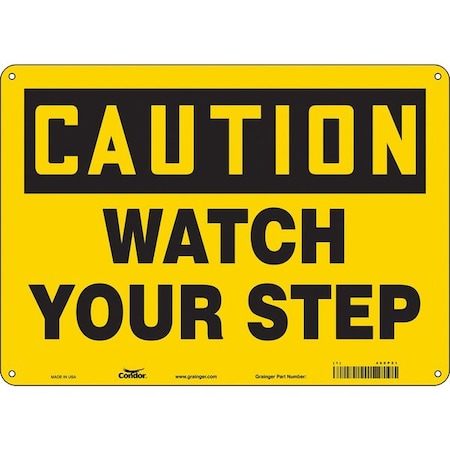 Safety Sign, 10 in Height, 14 in Width, Polyethylene, Horizontal Rectangle, English, 469P51