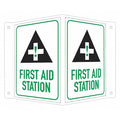 First Aid Station (w Sym), 7 1/2 in W x 6 in H, V-Shape Projection, Aluminum, LCVB-0019-NA_4x6